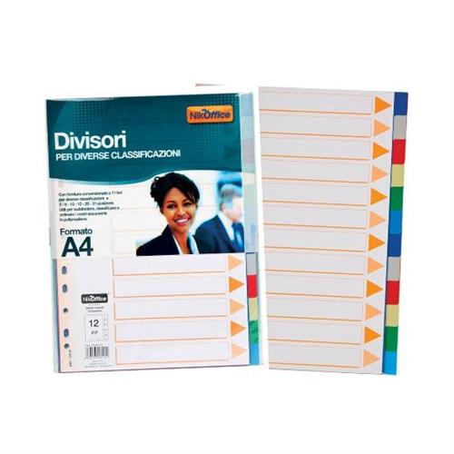 Nikoffice Divisori 12 tasti colorati, in PP