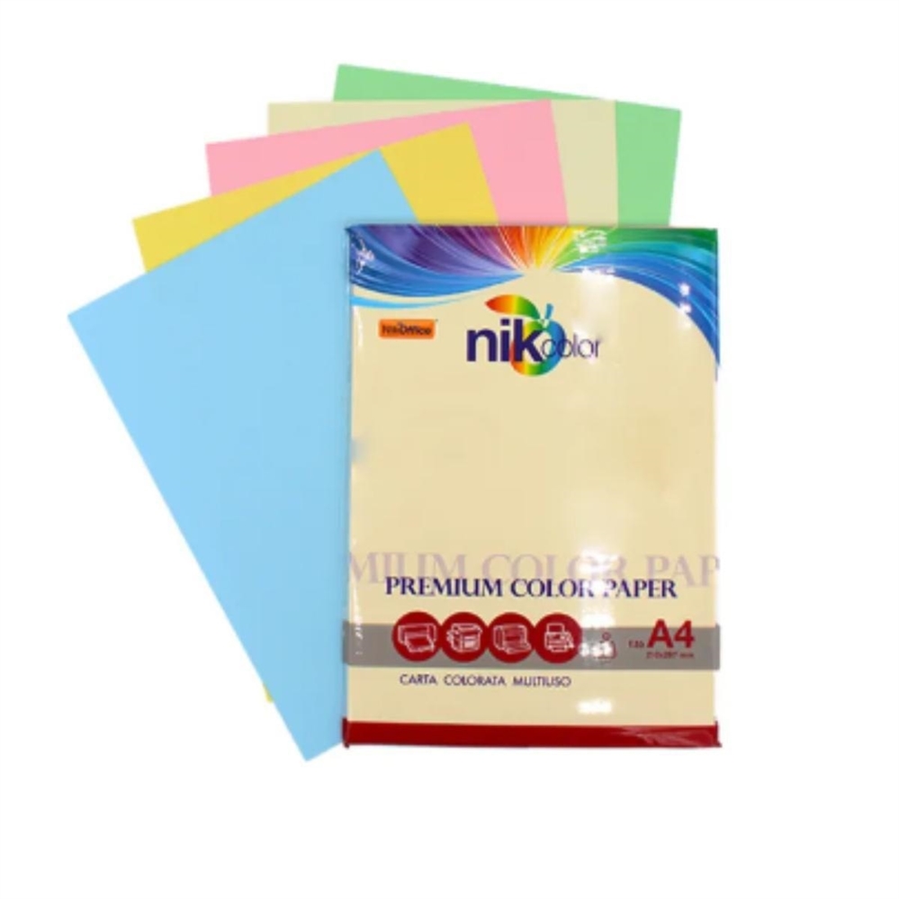 Nikoffice Carta per fotocopie A4 80 gr, 5 colori pastello, 250 fogli