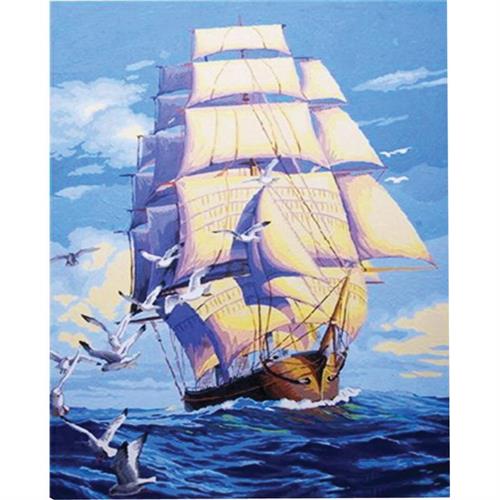 CENTRUM Borsa Set pittura tela con numeri, Barca a vela,40x50cm