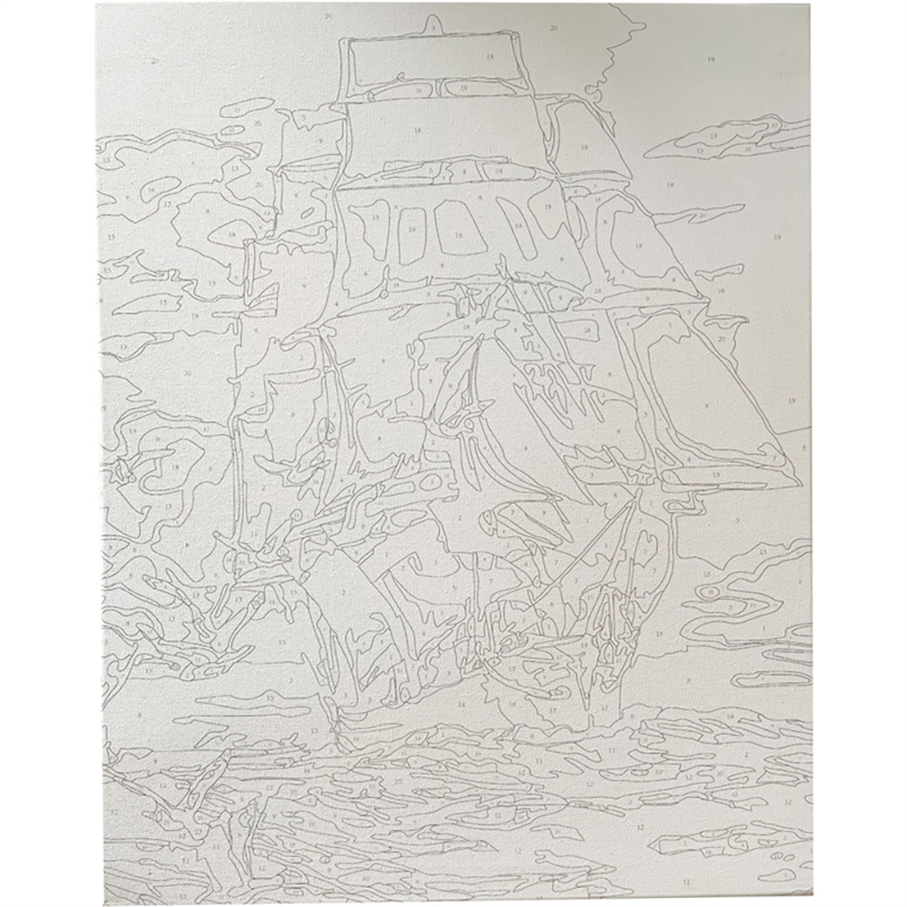 CENTRUM Borsa Set pittura tela con numeri, Barca a vela,40x50cm