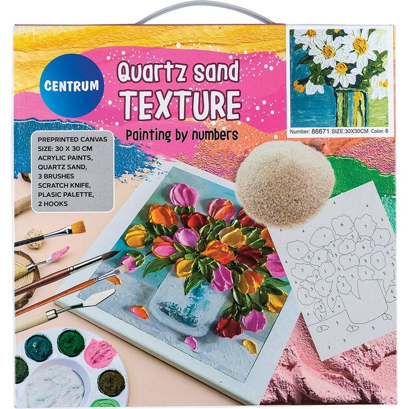 CENTRUM Set pittura tela CAMOMILLE con numeri,sabbia di quarzo,30X30cm