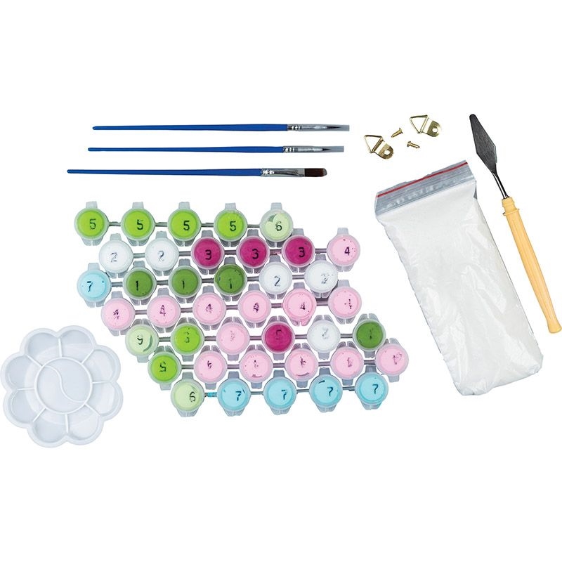 CENTRUM Set pittura tela FIORI con numeri,sabbia di quarzo,30X30cm