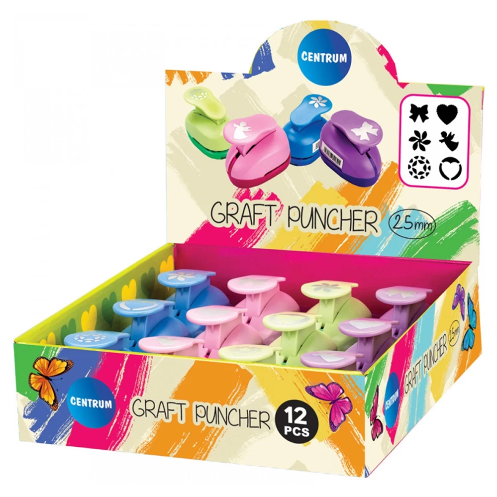 CENTRUM Perforatore decorativo per carta, 6 soggetti,25mm