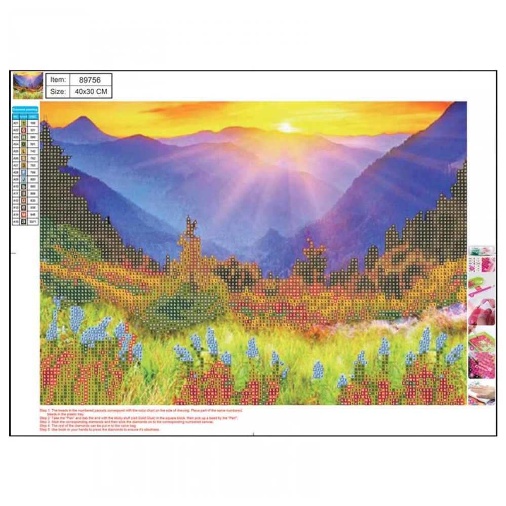 CENTRUM Mosaico Diamanti MONTAGNE su tela 5D con numeri, 30x40cm