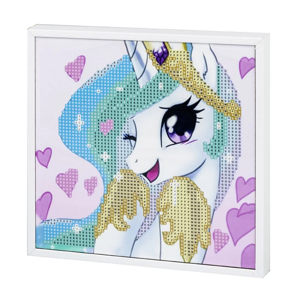 CENTRUM Mosaico Diamanti UNICORNO con cornice legno, 20x20cm