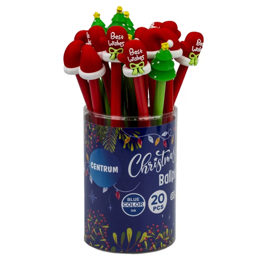CENTRUM Penna a sfera CHRISTMAS,inchiostro blu base olio,0,7mm,20 pezzi