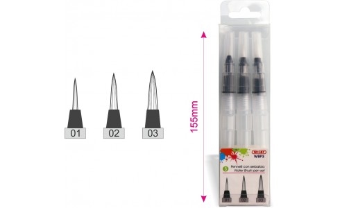 Wiler Pennelli con serbatoio tondi, Set 3 pezzi
