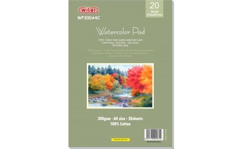 Wiler Album per acquerelli A4 300 g, 20 fogli in cotone, Avorio