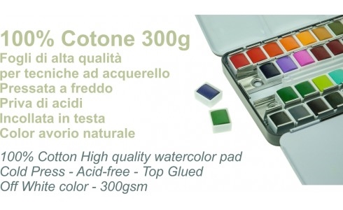 Wiler Album per acquerelli A4 300 g, 20 fogli in cotone, Avorio