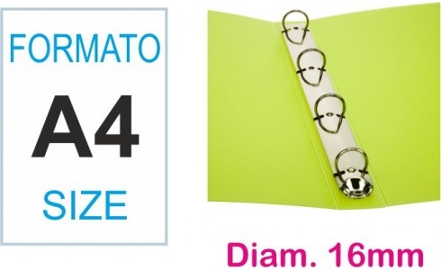 Raccoglitore 4 anelli PPL 16 mm A4, colori assortiti