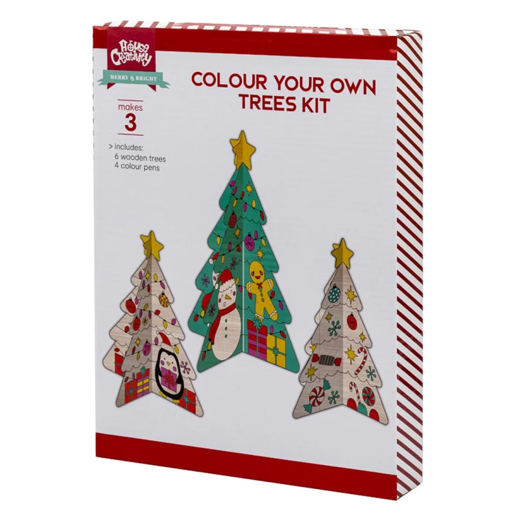 CENTRUM KIT COLORA I TUOI Alberi di Natale in legno, 3 soggetti ass.