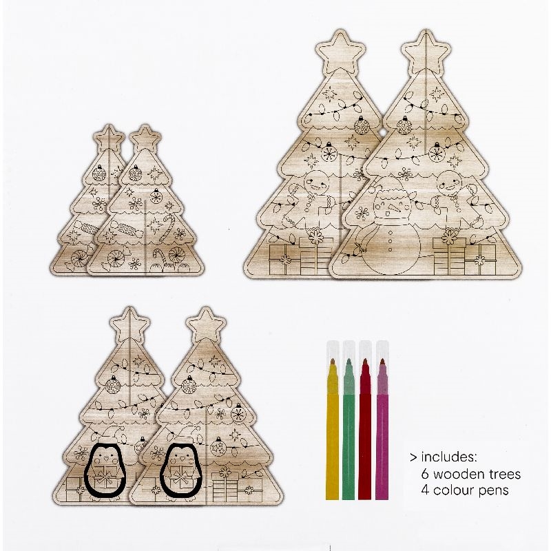 CENTRUM KIT COLORA I TUOI Alberi di Natale in legno, 3 soggetti ass.