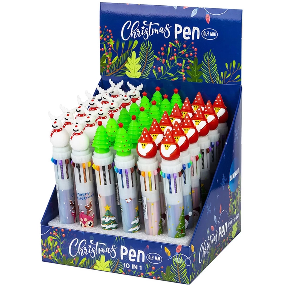CENTRUM Penna sfera a scatto NATALE 10 in 1,0,7mm, 36 pezzi