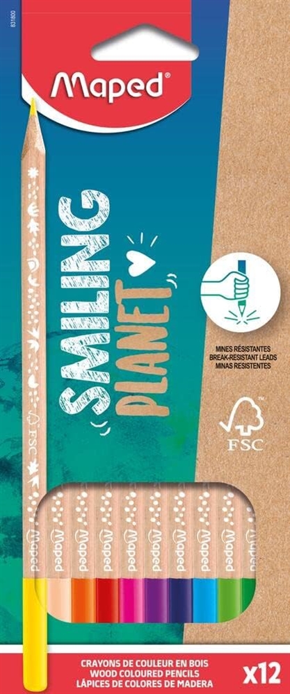 MAPED SMILING PLANET Pastelli matite colorate FSC, 12 pezzi