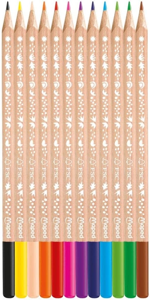 MAPED SMILING PLANET Pastelli matite colorate FSC, 12 pezzi