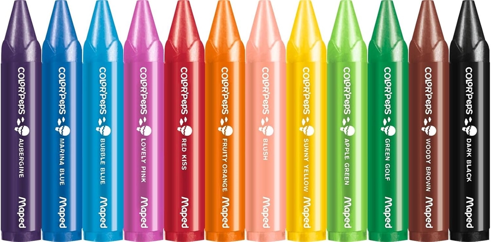 MAPED Pastelli a cera Jumbo triangolari per bambini, 12 pezzi