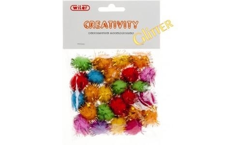 WILER Pompon glitter 20 mm, 25 pezzi