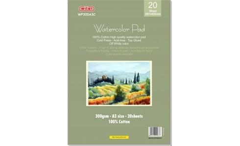 Wiler Album per acquerelli A3 300 g, 20 fogli in cotone, Avorio