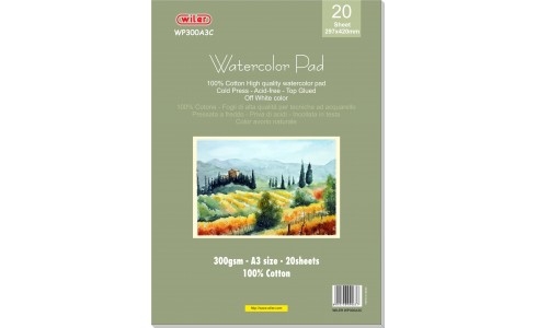 Wiler Album per acquerelli A3 300 g, 20 fogli in cotone, Avorio