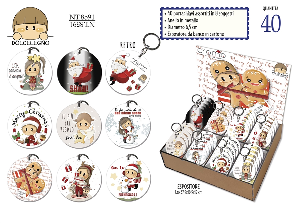 Cromo Espositore da banco Portachiavi Dolcelegno Natale, 40 pezzi