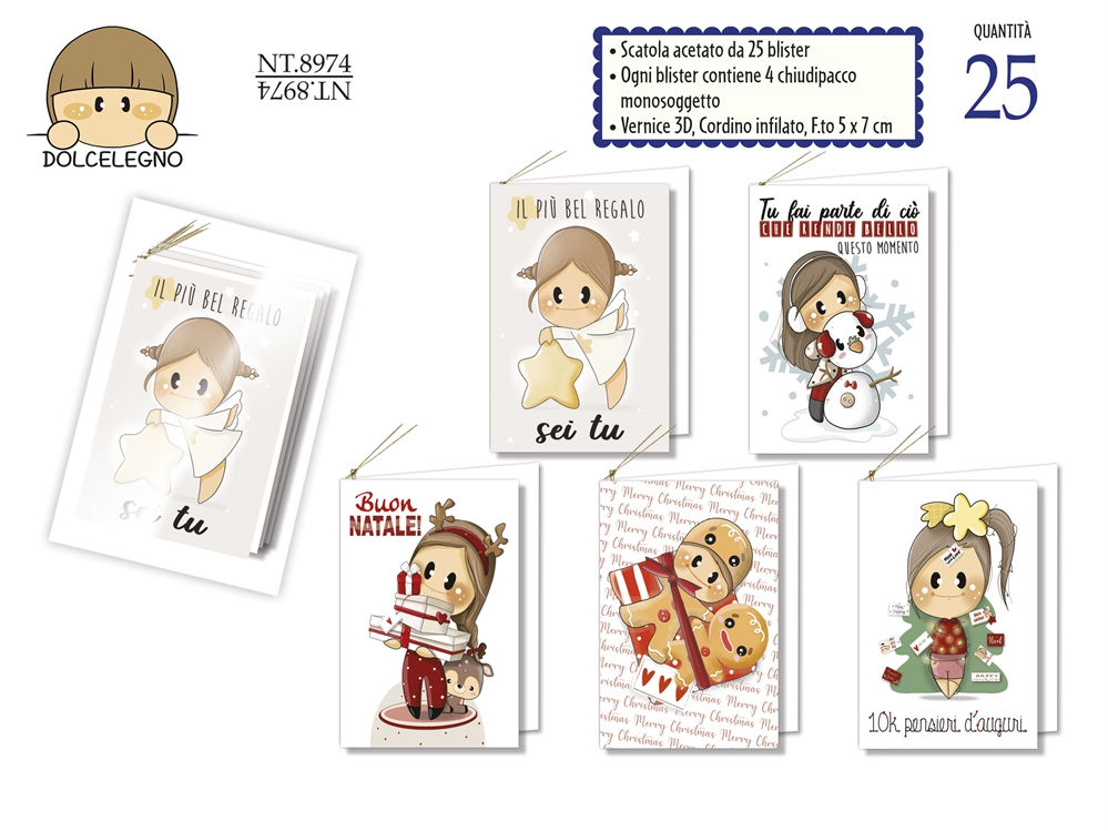 Cromo Scatola acetato Chiudipacco 5 soggetti assortiti, 25 blister