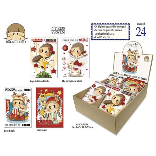 Cromo Espositore da banco Biglietti Bubine Natale, 24 pezzi