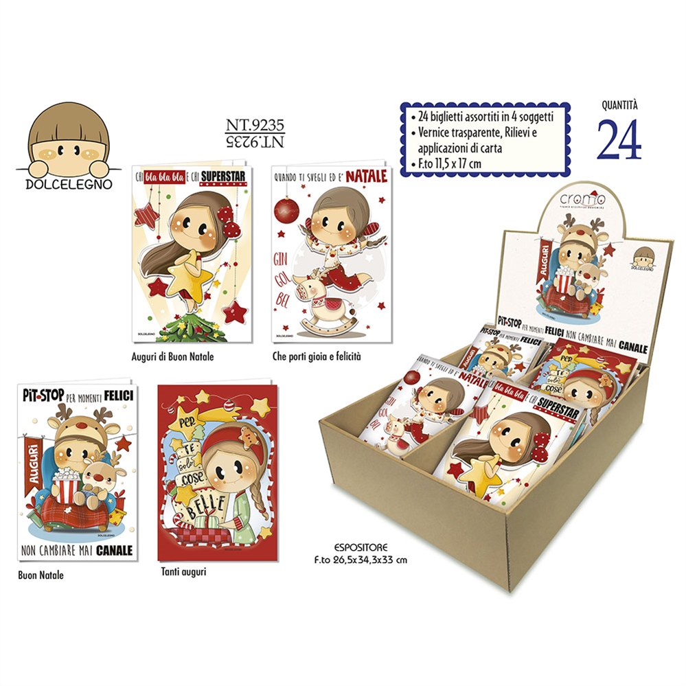 Cromo Espositore da banco Biglietti Bubine Natale, 24 pezzi