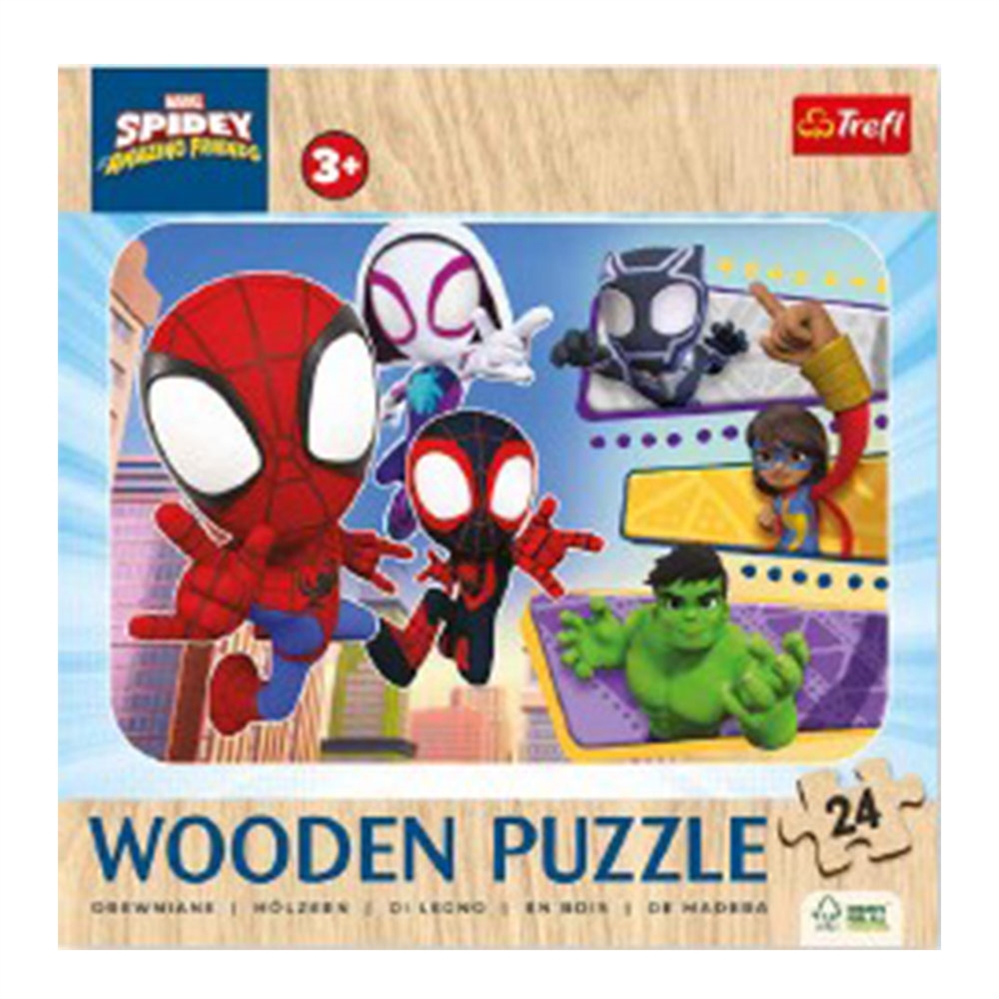 DYNIT PUZZLE Trefl 24 PEZZI DI LEGNO SPIDERMAN AND FRIENDS