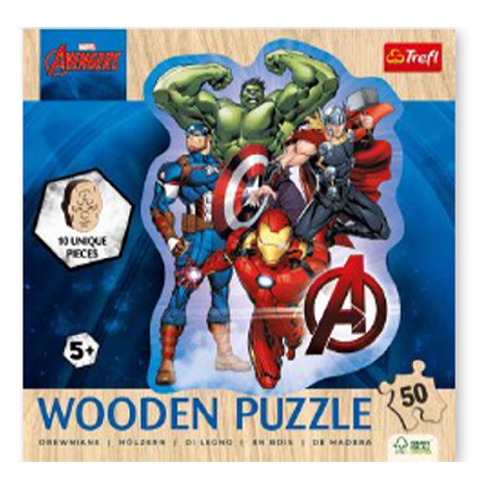 DYNIT PUZZLE Trefl 50 PEZZI DI LEGNO AVENGERS