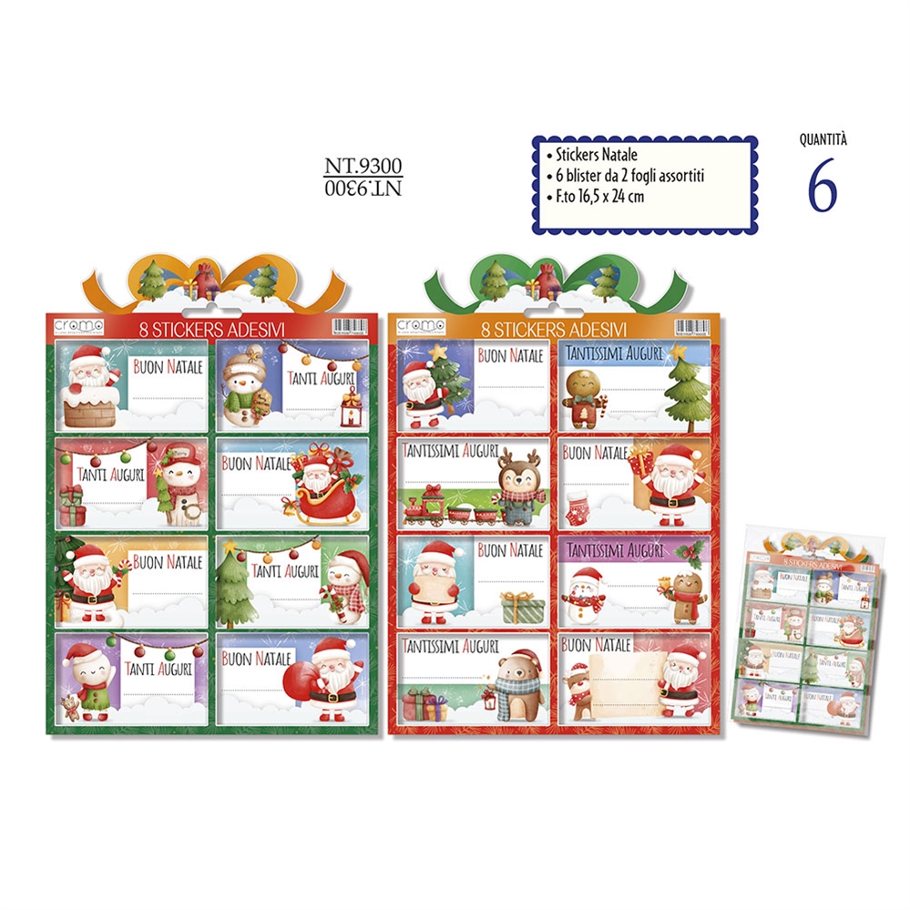 Cromo Fogli Etichette adesive Natale segnapacco, 2 fogli