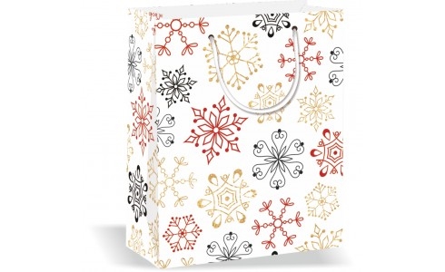Wiler Shopper regalo Natale in carta 27x33x13 cm, manici in corda