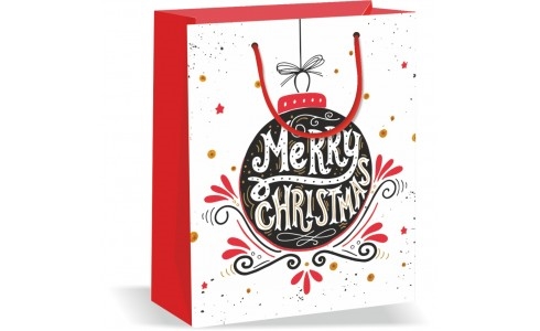 Wiler Shopper regalo Natale in carta 27x33x13 cm, manici in corda