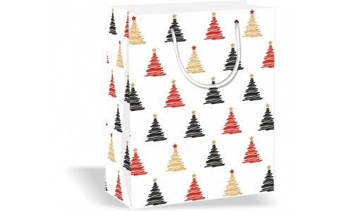 Wiler Shopper regalo Natale in carta 27x33x13 cm, manici in corda