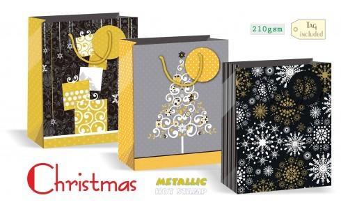 Wiler Shopper regalo Natale in carta 26x32x12 cm, manici in corda