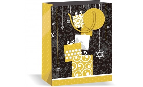 Wiler Shopper regalo Natale in carta 26x32x12 cm, manici in corda