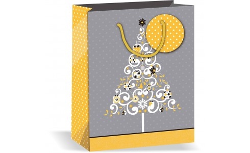 Wiler Shopper regalo Natale in carta 26x32x12 cm, manici in corda