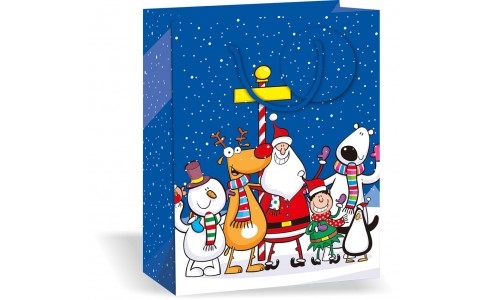 Wiler Shopper regalo Natale in carta 26x32x12 cm, manici in corda