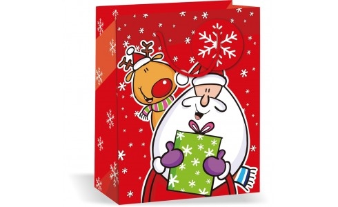 Wiler Shopper regalo Natale in carta 26x32x12 cm, manici in corda