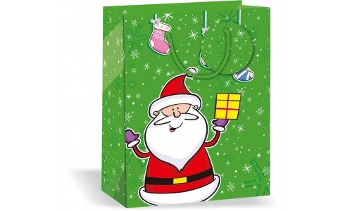 Wiler Shopper regalo Natale in carta 26x32x12 cm, manici in corda