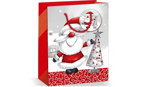 Wiler Shopper regalo Natale in carta 26x32x12 cm, manici in corda