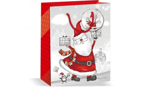 Wiler Shopper regalo Natale in carta 26x32x12 cm, manici in corda
