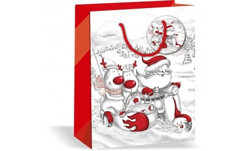 Wiler Shopper regalo Natale in carta 26x32x12 cm, manici in corda