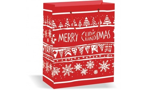 Wiler Shopper regalo Natale in carta 18x23x10 cm, manici in corda