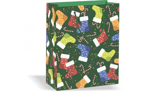Wiler Shopper regalo Natale in carta 18x23x10 cm, manici in corda