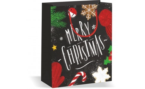 Wiler Shopper regalo Natale in carta 26x32x12 cm, manici in corda