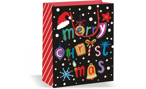 Wiler Shopper regalo Natale in carta 26x32x12 cm, manici in corda