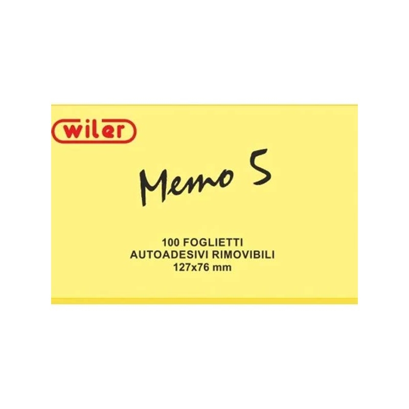 Wiler Foglietti adesivi Memo 5 100 FG, 127x76mm, giallo, 12 pezzi