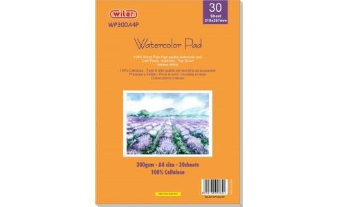 Wiler Album per acquerelli A4 300 g, 30 fogli in cotone, bianco