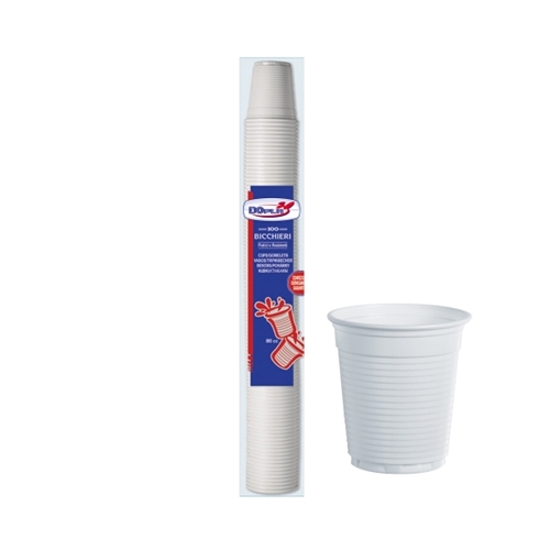 DOPLA Bicchieri in plastica monouso per caffè, 80 ml, bianchi, 100 pezzi