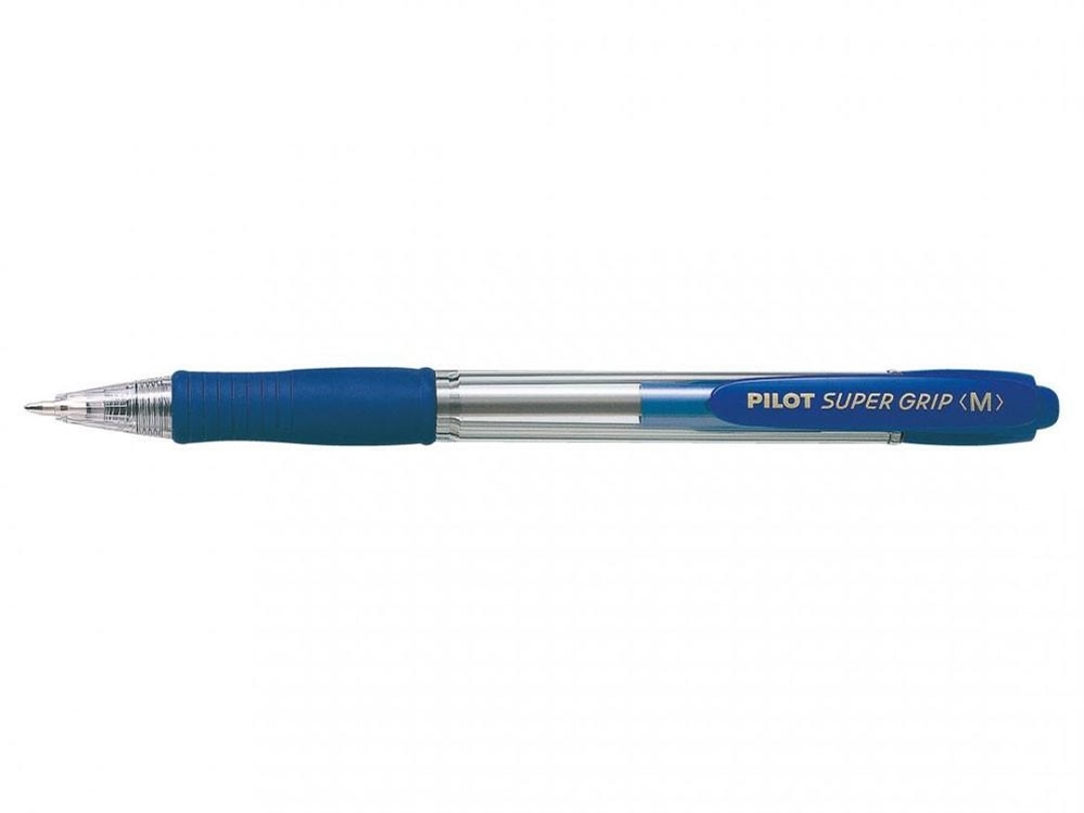 Pilot super grip penna sfera a scatto ricaricabile punta media 1mm, blu
